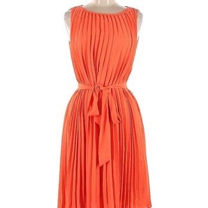 Banana Republic Vibrant Orange Pleated Midi Dress